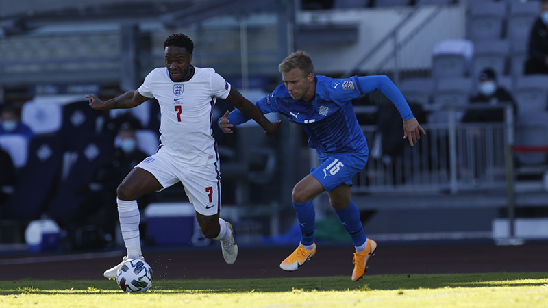 England's Raheem Sterling on the attack
