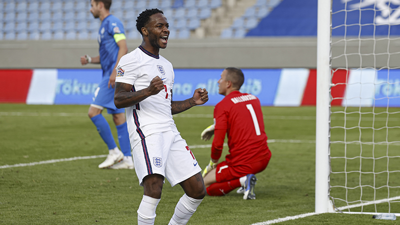 Raheem Sterling celebrates in Iceland