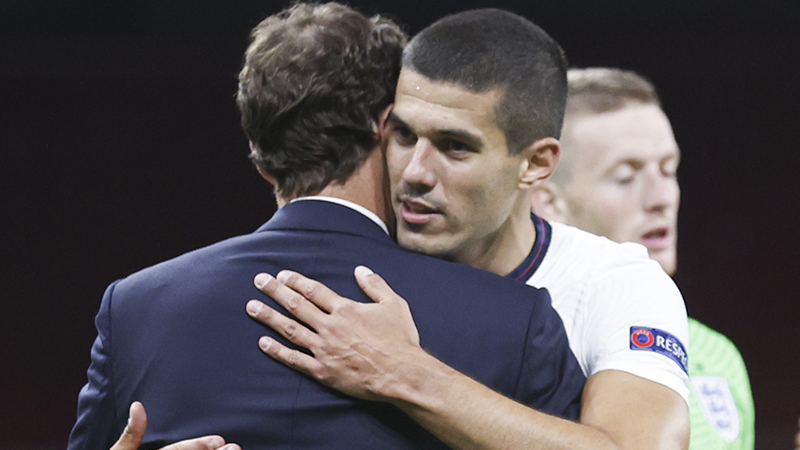 England manager Gareth Southgate with Conor Coady