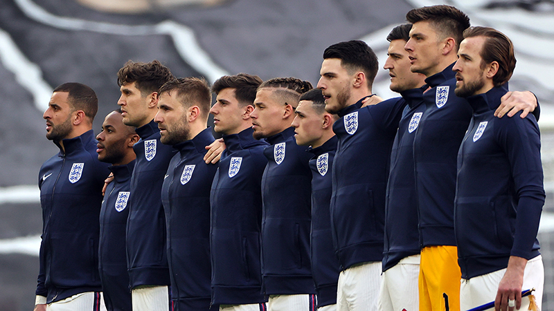 England's line-up in Albania