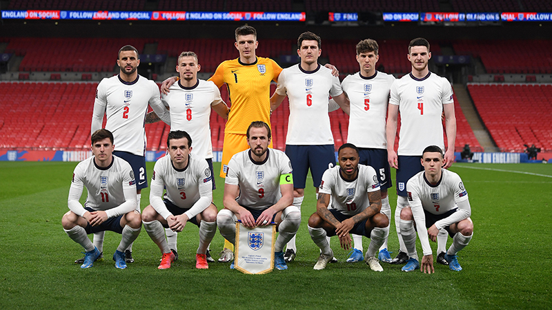 England line up to play Poland