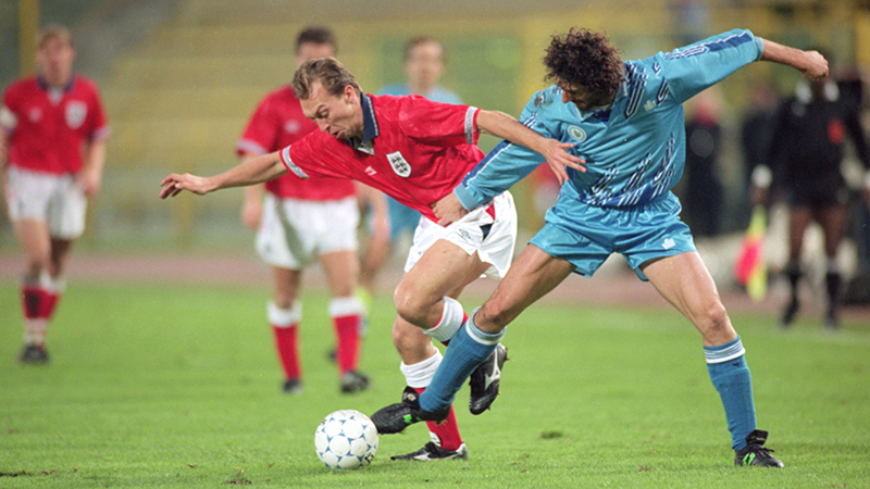 England's David Platt in action against San Marino