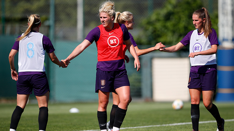 England defenders training at the World Cup