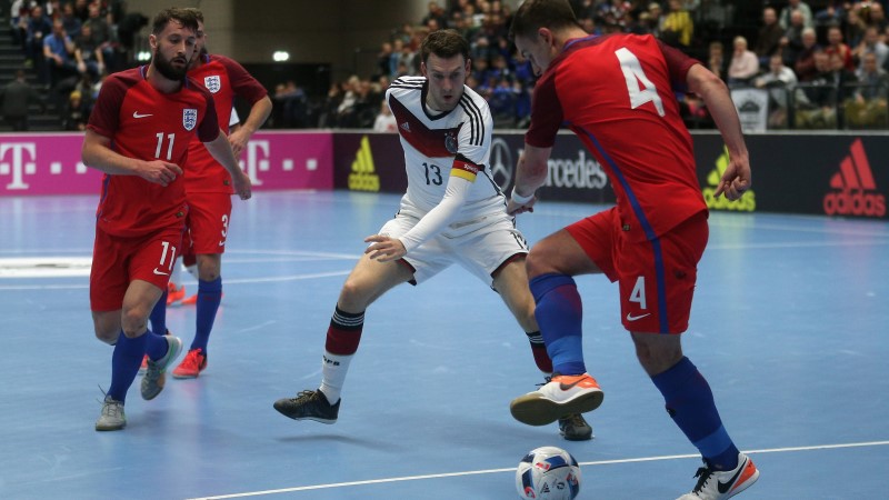 Douglas Reed in possession against Germany in Hamburg