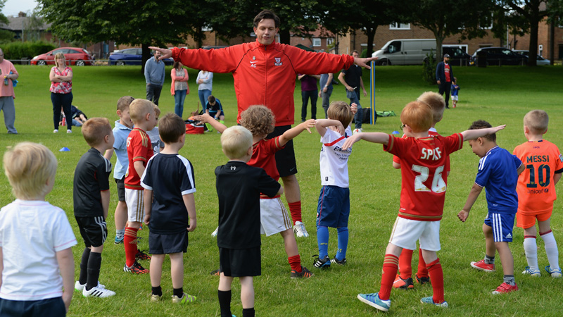 Players from Gedling Southbank FC take part in a training session in Nottingham