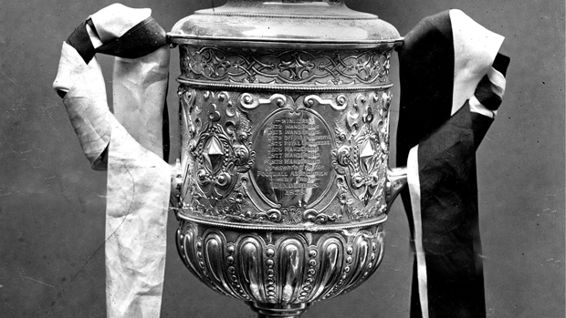 A close-up of the original FA Cup, in 1910