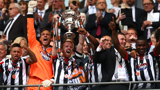 Grimsby Town celebrate promotion to the Football League