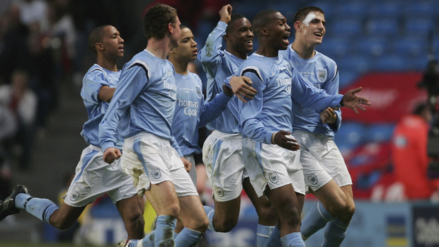Daniel Sturridge celebrates scoring for Man City in The FA Youth Cup