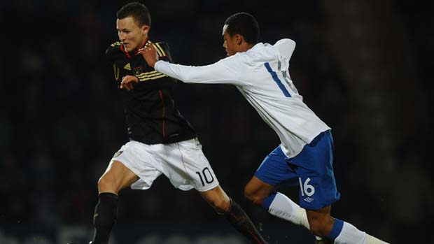 Jordan Obita in action against Germany U19s in February 2011.