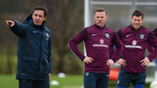 Gary Neville coaching the England team