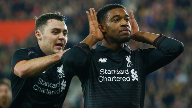 Jordon Ibe and Connor Randall celebrate