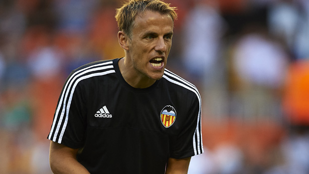 Phil Neville coaching at Valencia