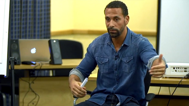 Rio Ferdinand talks to the U16s team