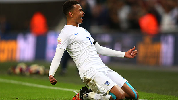 Dele Alli celebrates his maiden international goal