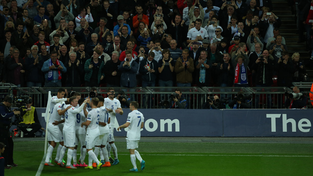 England celebrate against Switzerland