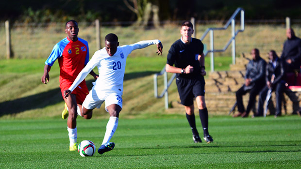Rushian Hepburn-Murphy in action against DR Congo