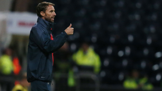 Gareth Southgate rallies his players at Deepdale