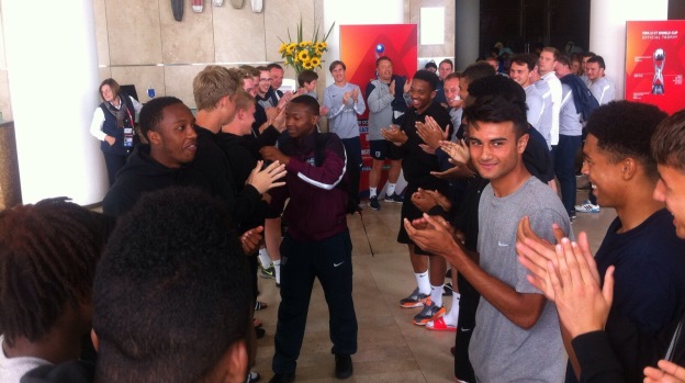 The England squad said goodbye to Tayo Edun on Sunday