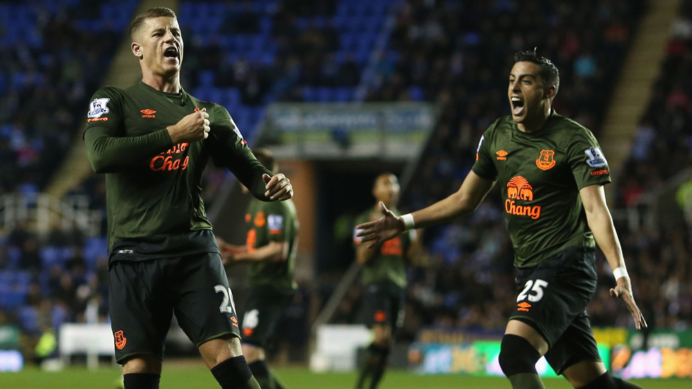 Ross Barkley celebrates his strike against Reading