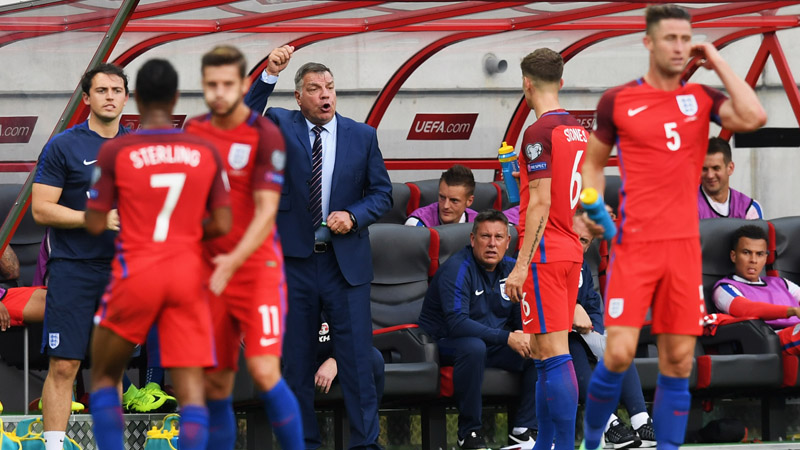 England manager Sam Allardyce instructs his team from the sideline