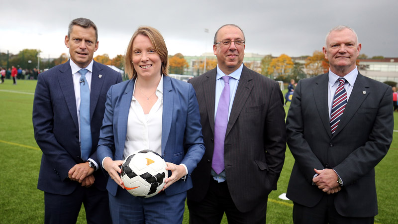 Martin Glenn, Tracey Crouch MP, Nick Bitel and Greg Clarke at the unveiling of St. George