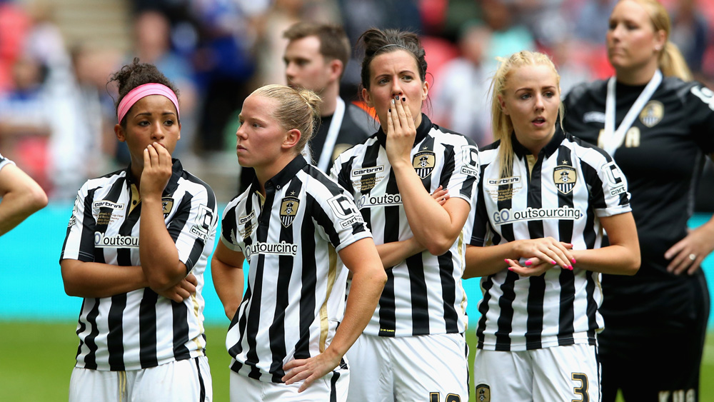 Alex Greenwood, right, and her Notts County team-mates after this year