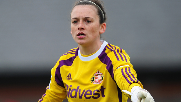 Sunderland goalkeeper Rachael Laws in action