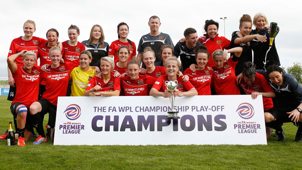 Sheffield FC celebrate winning The FA WPL Championship Play-Off